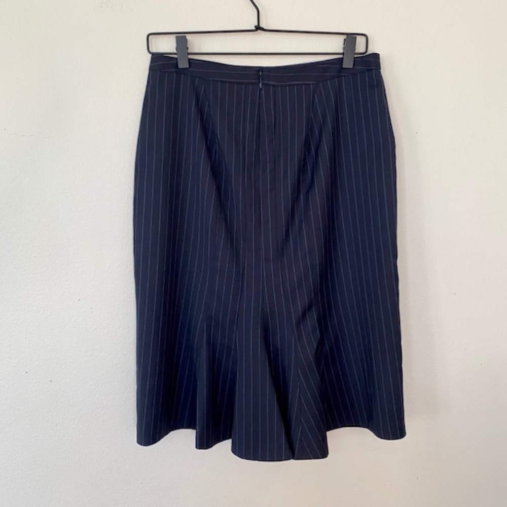J. Crew Pencil Skirt w/ Back Peplum Dark Navy Pinstripe - 100% Fine Wool Size 4